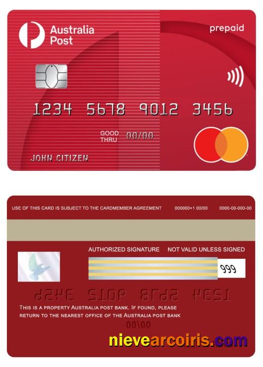 Australia post bank prepaid mastercard